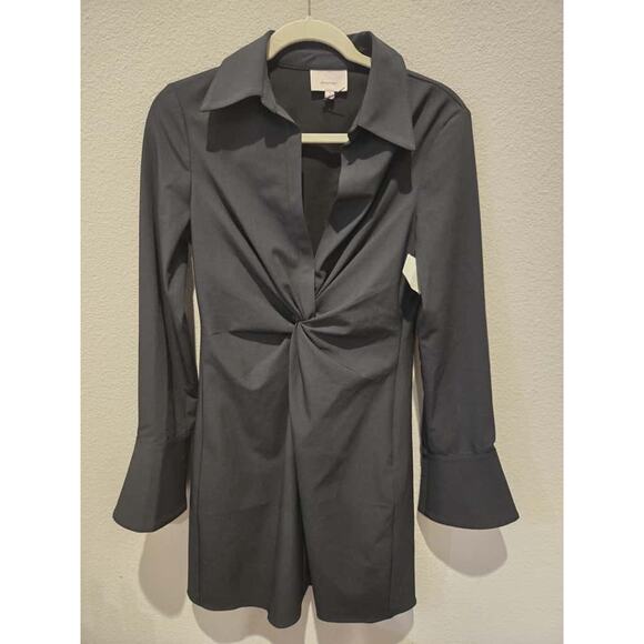 Cinq à Sept McKenna Knot Front Midi Dress Black Size 4 Long Sleeve - Picture 1 of 9